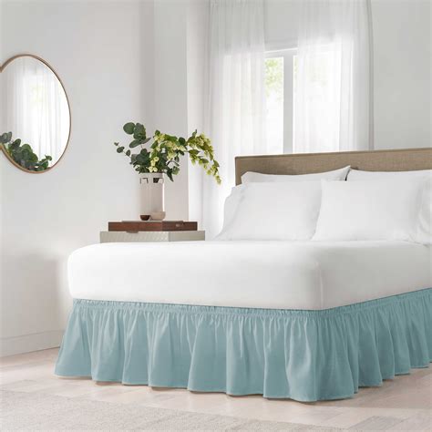 Ruffled bed skirt - Sheets & Beyond Wrap Around Solid Microfiber Luxury Hotel Quality Fabric Bedroom Gathered Ruffled Bedding Bed Skirt 14 Inch Drop (Queen, Light Blue) 4.5 out of 5 stars 15,451 2 offers from $17.99